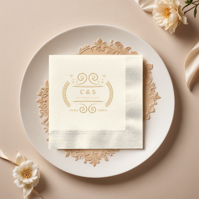 Serviettes Avec Dorure Mariage de Monogramme de luxe victorien (Créateur téléchargé)