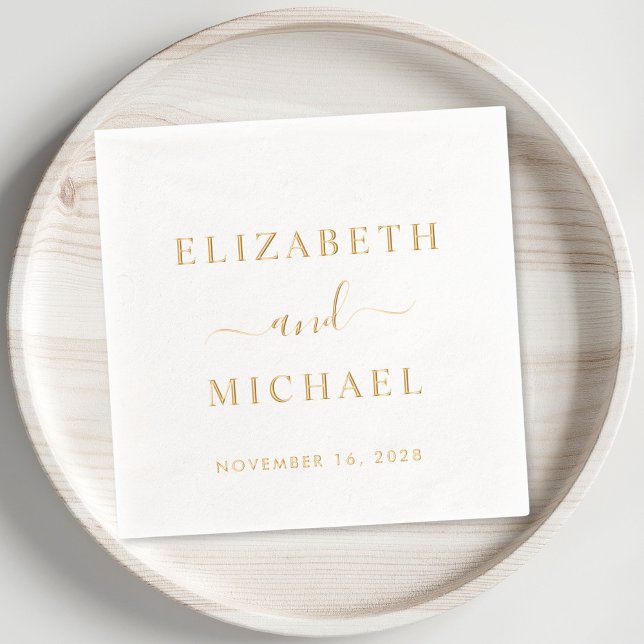 Serviettes Avec Dorure Mariage de Monogramme de mariée chic (Elevate your wedding reception decor with these elegant Bride & Groom Monogrammed foil napkins)