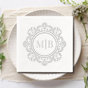 Serviettes Avec Dorure Mariage de monogramme floral orné personnalisé