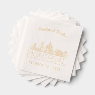 Serviettes Avec Dorure Mariage de Montréal personnalisé Napkins Gold Foil
