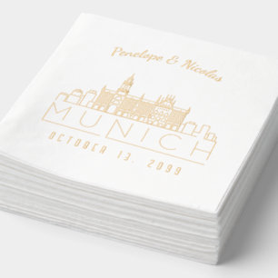 Serviettes Avec Dorure Mariage de Munich personnalisées Napkins Gold Foil