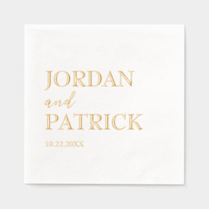 Serviettes Avec Dorure Mariage de nom personnalisé simple traditionnel