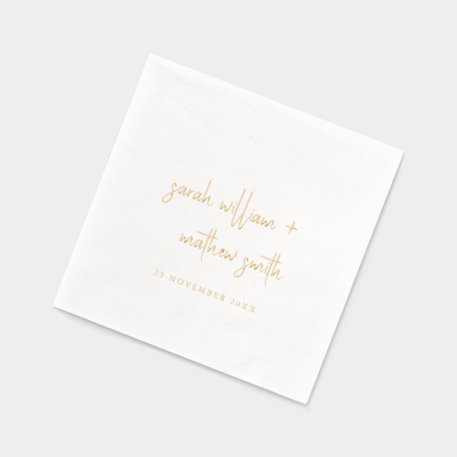 Serviettes Avec Dorure Mariage de script de topographie minimale simple e (Gauche)