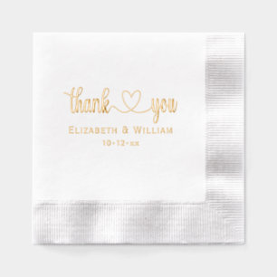 Serviettes Avec Dorure Mariage d'écriture cardiaque Merci de typographie