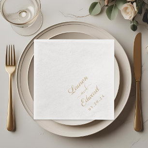 Serviettes Avec Dorure Mariage écriture manuscrite élégante rustique
