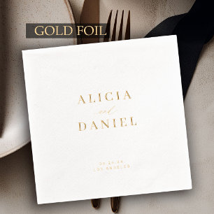 Serviettes Avec Dorure Mariage élégant minimaliste luxe or