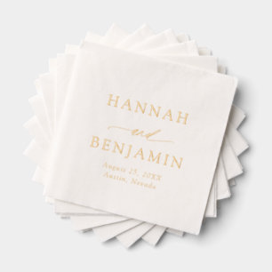Serviettes Avec Dorure Mariage Élégant Moderne Minimaliste Simple Chic