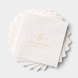 Serviettes Avec Dorure Mariage Élégant Monogramme Intemporel