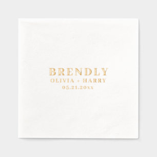 Serviettes Avec Dorure Mariage Elegant Monogramme Noms Gold Foil Napkin