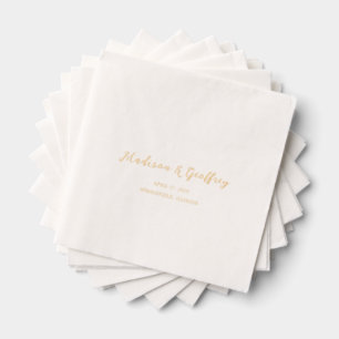 Serviettes Avec Dorure Mariage Élégant Script Gras