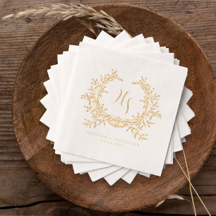 Serviettes Avec Dorure Mariage Élégant Traditionnel Classique Monogramme