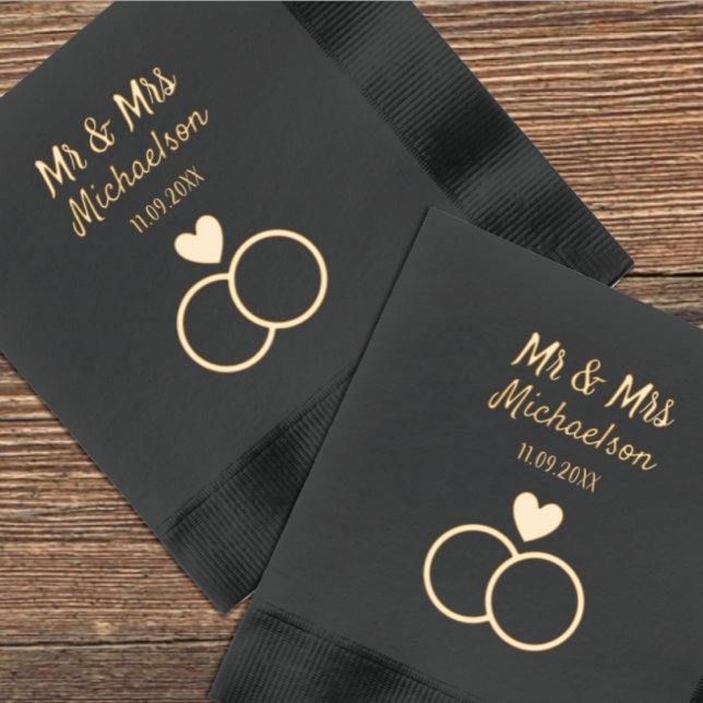 Serviettes Avec Dorure Mariage Entwin Rings (Créateur téléchargé)