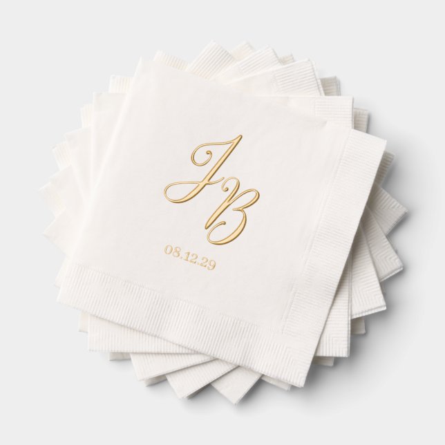 Serviettes Avec Dorure Mariage initial (Insitu (empilé))