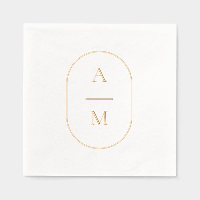 Serviettes Avec Dorure Mariage initial ovale Phuile Stampé serviettes (Recto)