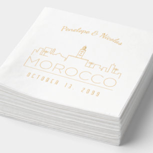 Serviettes Avec Dorure Mariage marocain personnalisé Napkins Gold Foil