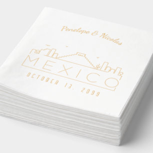 Serviettes Avec Dorure Mariage mexicain personnalisé Napkins Gold Foil