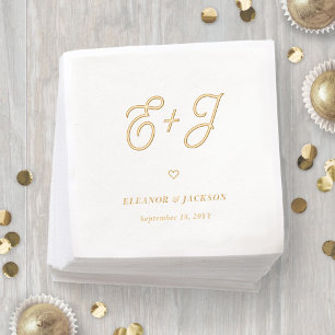 Serviettes Avec Dorure Mariage minimaliste élégant Monogramme de script r