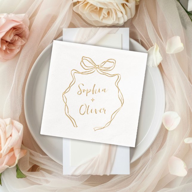 Serviettes Avec Dorure Mariage moderne chic à la main tiré (Créateur téléchargé)