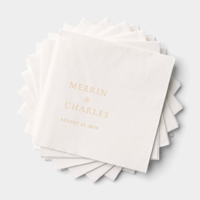 Serviettes Avec Dorure Mariage Moderne Élégant (Insitu (empilé))