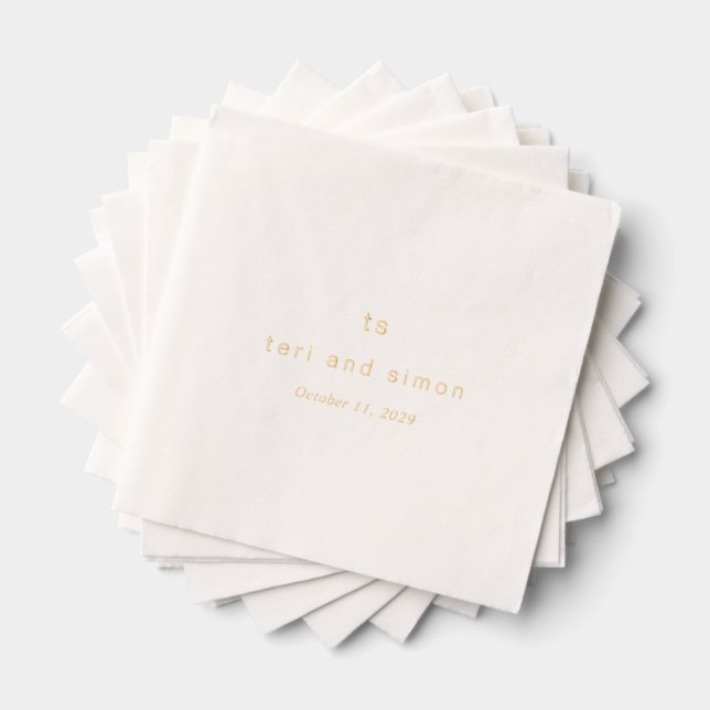 Serviettes Avec Dorure Mariage Moderne Monogramme Intemporel (Insitu (empilé))