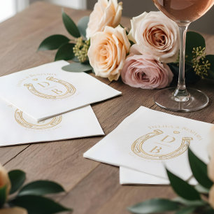 Serviettes Avec Dorure Mariage Monogramme d'Amour de Fer à Cheval Occiden