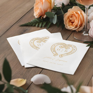 Serviettes Avec Dorure Mariage Monogramme de Coeur de Fer à Cheval Occide