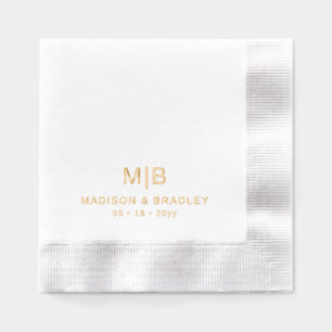 Serviettes Avec Dorure Mariage Monogramme moderne simple personnalisé
