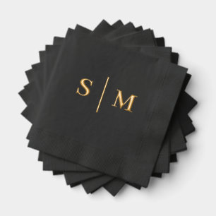 Serviettes Avec Dorure Mariage Monogramme Traditionnel Classique