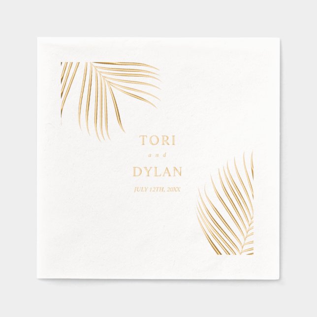 Serviettes Avec Dorure Mariage Palm Leaf (Recto)