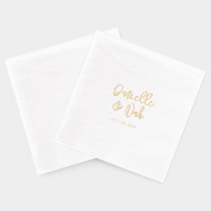 Serviettes Avec Dorure Mariage personnalisé couple nom écriture moderne 