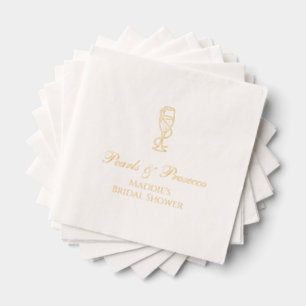Serviettes Avec Dorure Mariage personnalisé Perles & Prosecco Or
