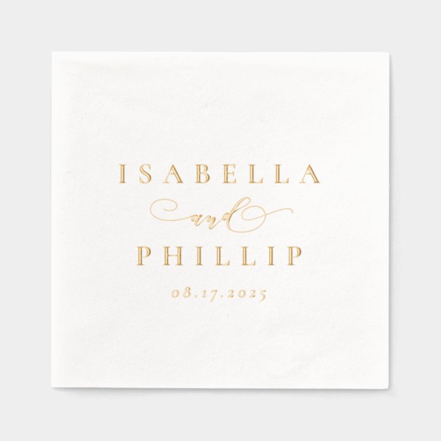 Serviettes Avec Dorure Mariage personnalisé simple et élégant (Recto)