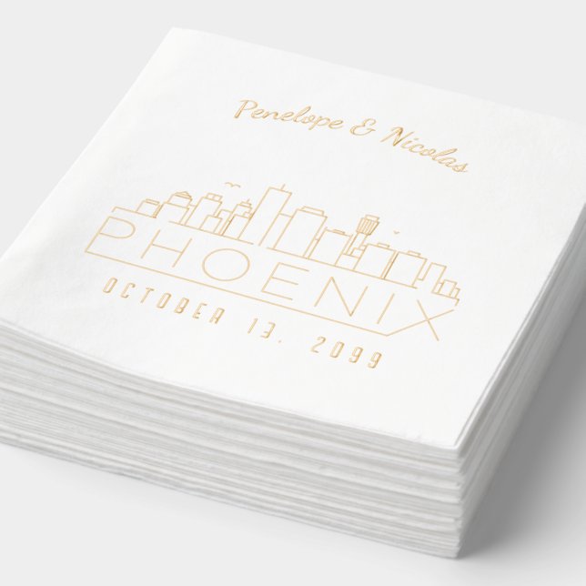 Serviettes Avec Dorure Mariage Phoenix Personnalisé Gold Foil (Détail)