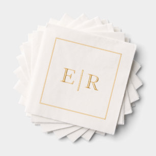 Serviettes Avec Dorure Mariage simple Monogramme élégant