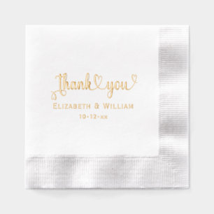 Serviettes Avec Dorure Mariage Typographie Écriture Manuscrite Cœurs Merc