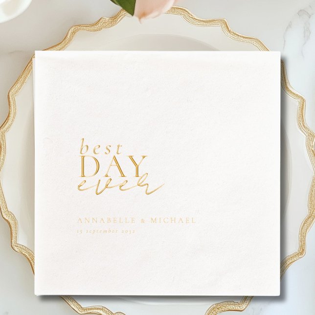 Serviettes Avec Dorure Meilleur Mariage Jour jamais Foil (Best Day Ever Foil Wedding Foil Napkins)