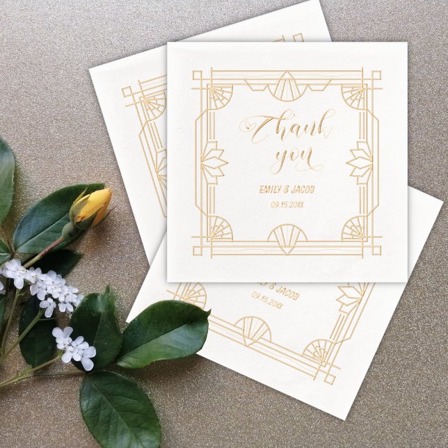 Serviettes Avec Dorure Merci Art Déco (Créateur téléchargé)