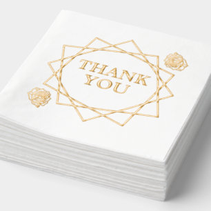 Serviettes Avec Dorure Merci élégant Motif et Rose géométriques