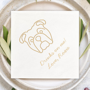 Serviettes Avec Dorure Message personnalisé Bulldog Boit sur moi Mariage