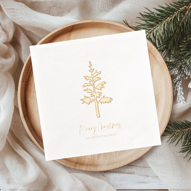 Serviettes Avec Dorure Minimal Gold Foil Christmas Tree Personalized (Créateur téléchargé)