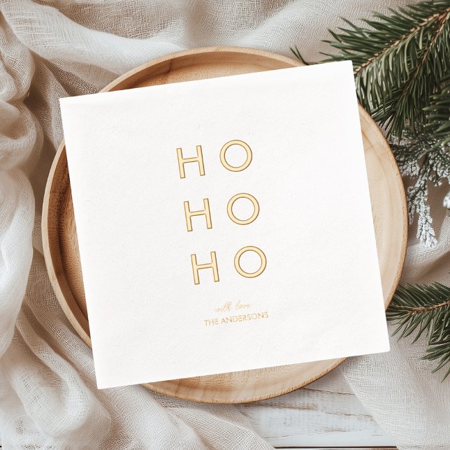 Serviettes Avec Dorure Minimal Gold Foil “HO HO HO” Christmas  (Créateur téléchargé)
