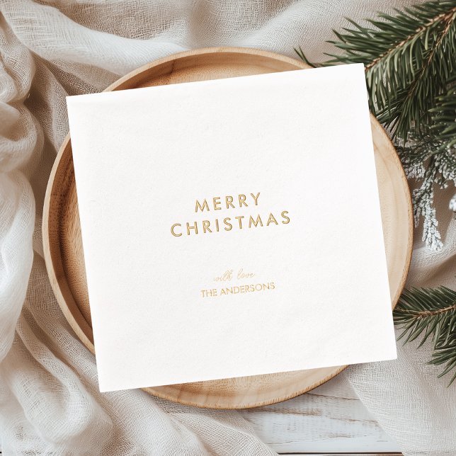 Serviettes Avec Dorure Minimal Gold Foil Merry Christmas (Créateur téléchargé)