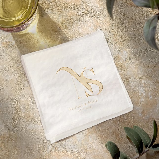 Serviettes Avec Dorure Minimal moderne | Mariage Monogram Napkins (Créateur téléchargé)
