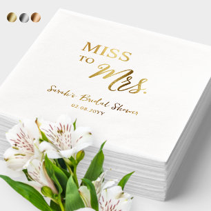 Serviettes Avec Dorure Miss personnalisée en Mrs. Foil Shower de mariage