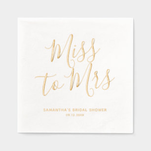 Serviettes Avec Dorure Mlle à Mme Elegant Boho Chic Fête des mariées