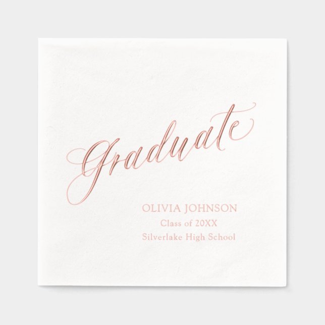 Serviettes Avec Dorure Moderne Élégant Script Diplômé Simple Graduation (Recto)