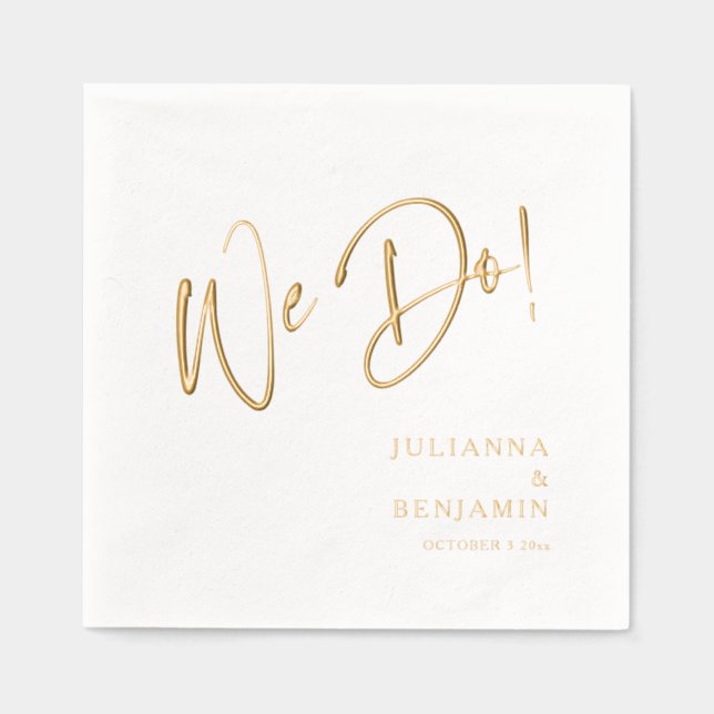 Serviettes Avec Dorure Moderne Nous Faisons Élégant Script Mariage Or (Recto)