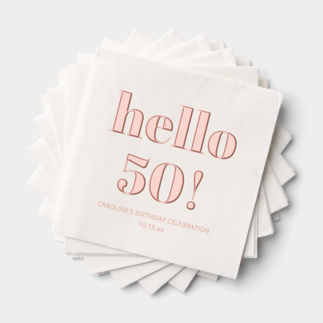 Serviettes Avec Dorure Moderne Rétro Doré Rose Anniversaire 50 Ans Gras (Insitu (empilé))