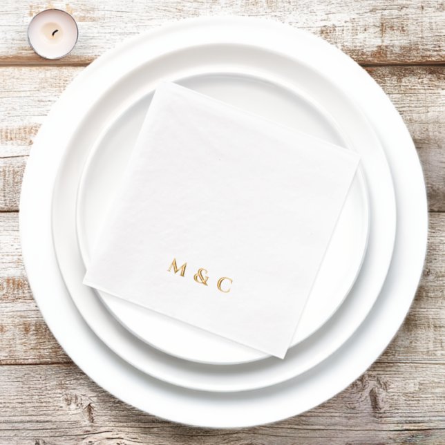 Serviettes Avec Dorure Monogramme 50e Mariage Anniversaire de la fête d'o (Insitu)