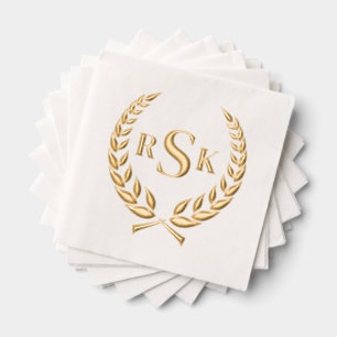 Serviettes Avec Dorure Monogramme classique traditionnel de couronne Mari